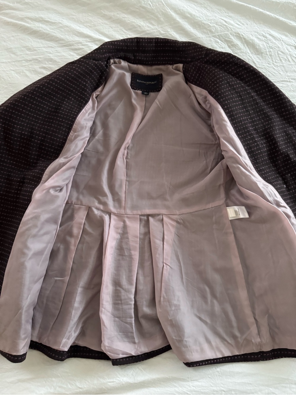 Banana Republic Wool Blend Brown Textured Woven Double-Breasted Peplum Jacket - Picture 8 of 14